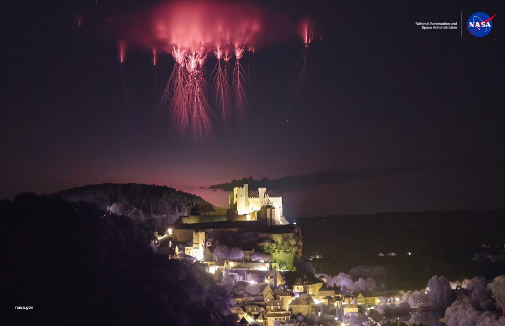 Sprites sobre o Castelo de Beynac