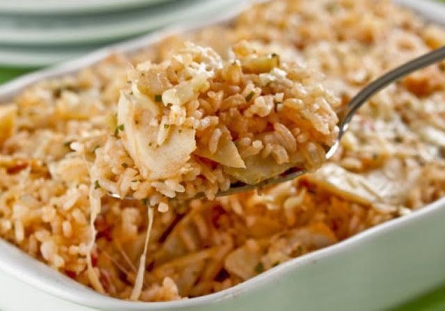 Arroz com bacalhau ao forno