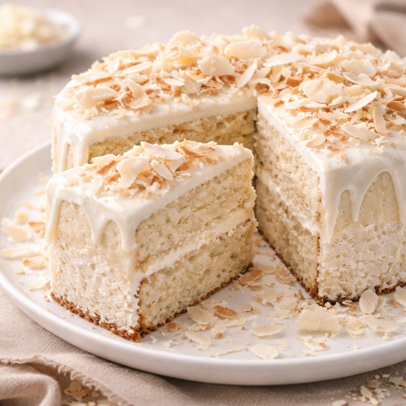 Bolo de Coco com Chocolate Branco para o Ano Novo