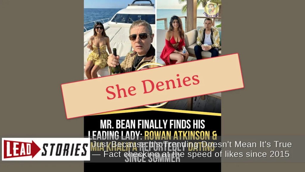 Mia Khalifa NÃO está namorando Rowan Atkinson, o ator que interpretou "Mr. Bean" - Rumor negado por Khalifa