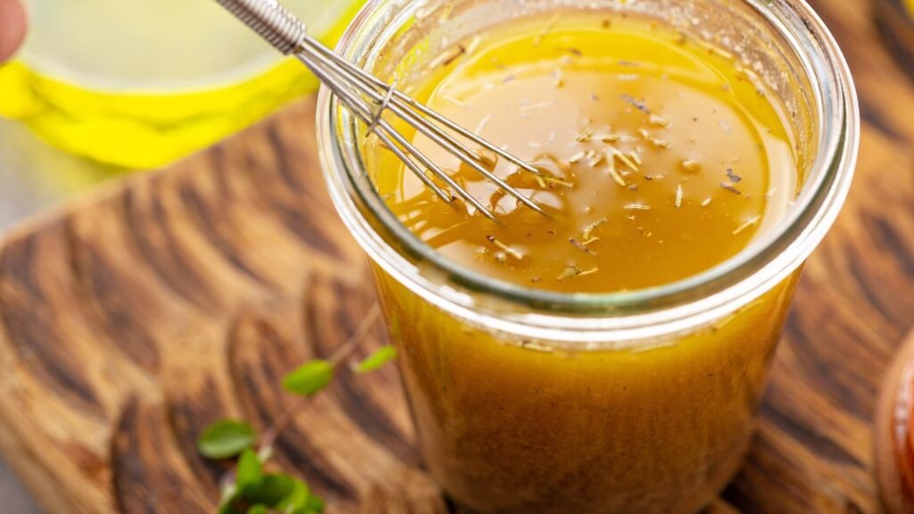 Molho de mel e mostarda para temperar frango e salada