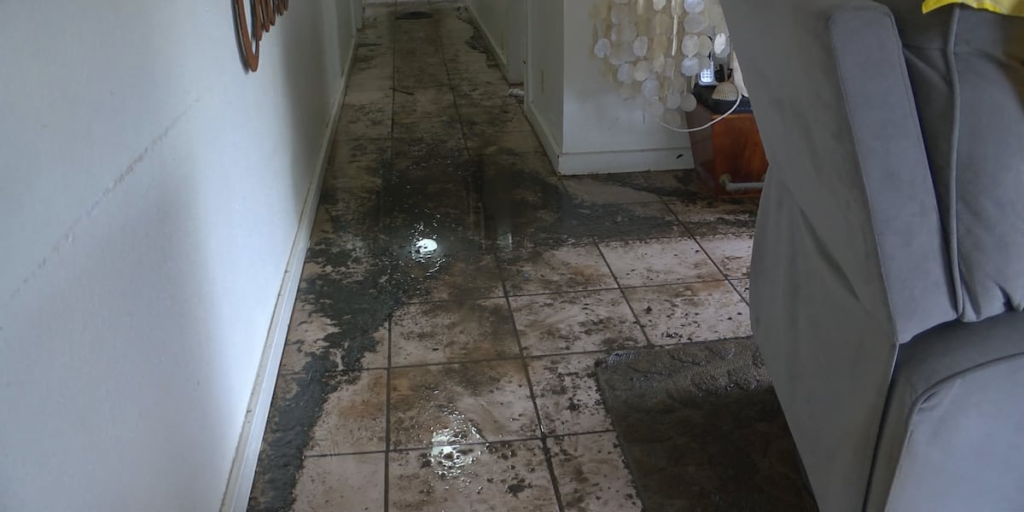 A casa de Kailua inunda e fica coberta de esgoto após a tempestade e o rompimento dos ralos, criando um processo de limpeza angustiante