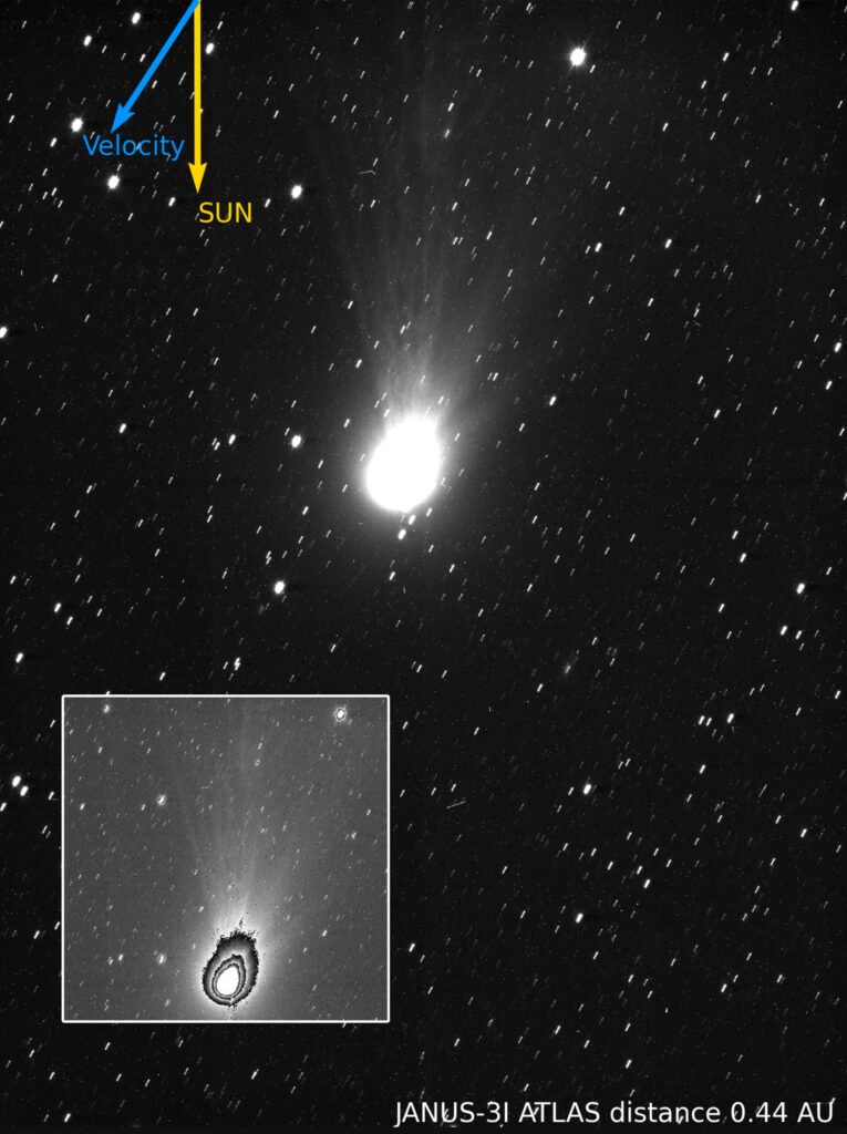Primeiro vislumbre do cometa 3I/ATLAS da câmera científica Juice