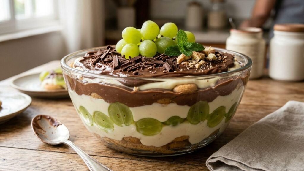 Sobremesa dos deuses! Pavê de uva com chocolate cremoso que derrete na boca