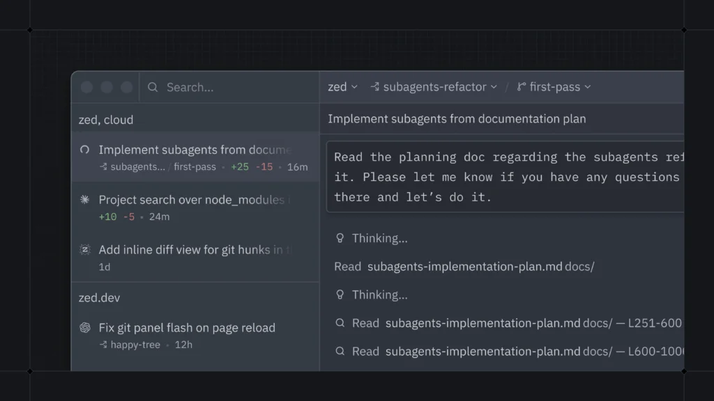 Apresentando Agentes Paralelos em Zed — Blog de Zed