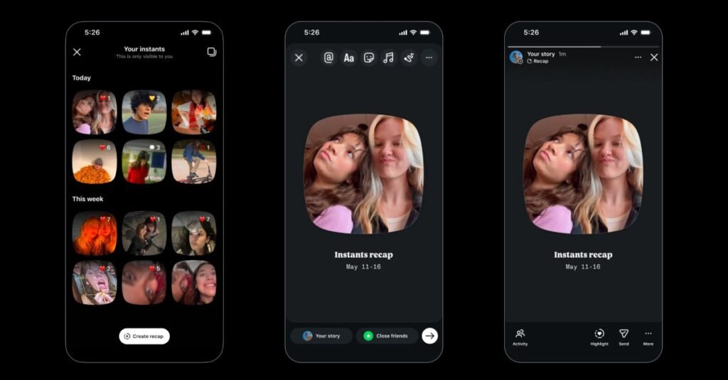 O Instagram aperta o botão copiar novamente com novas fotos do Instants desaparecendo