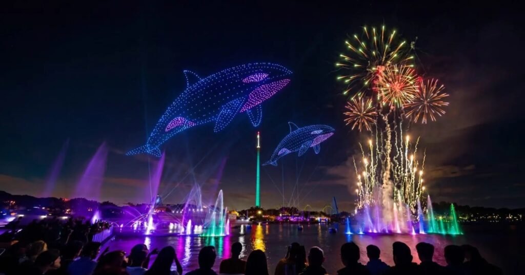 SeaWorld terá festival de verão com show inédito de drones e apresentações noturnas com animais