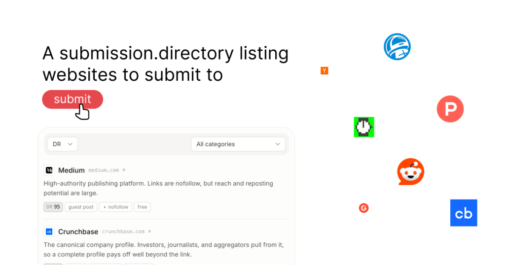 Submission.Directory · Descubra onde enviar seu site.