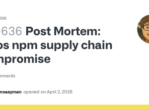 compromisso da cadeia de suprimentos do axios npm · Edição nº 10636 · axios/axios · GitHub