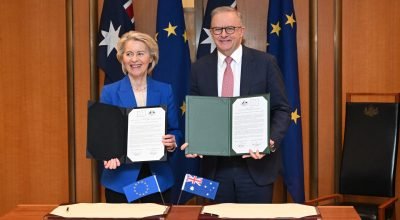 Austrália e UE fecham acordo comercial em meio à tensão global