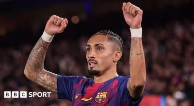 Barcelona 2-0 Osasuna: Raphinha marca duas vezes e deixa o time com sete pontos de vantagem sobre o Real Madrid