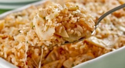 Arroz com bacalhau ao forno