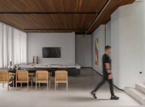 Casa brutalista tem fachada em concreto e interiores repletos de design