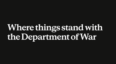 Onde estão as coisas com o Departamento de Guerra  Antrópico