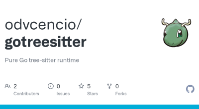 odvcencio/gotreesitter: tempo de execução do tree-sitter Pure Go