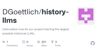 DGoettlich/history-llms: Centro de informações para nosso projeto treinando os maiores LLMs históricos possíveis.