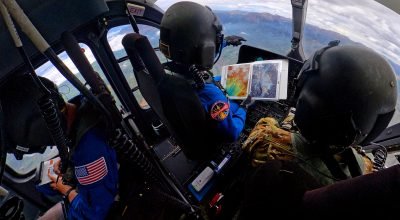 Treinamento de helicóptero para missões Artemis