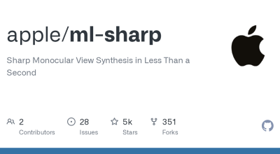 apple/ml-sharp: Síntese de visão monocular nítida em menos de um segundo