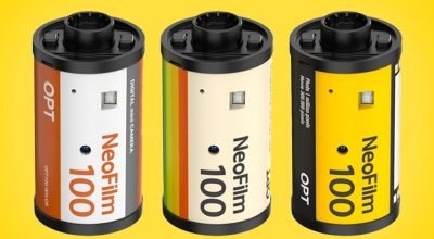 Há uma pequena câmera digital dentro desses rolos de filme retrô de 35 mm