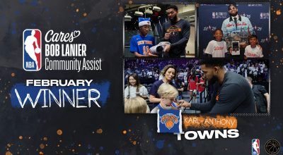 Karl-Anthony Towns, do Knicks, nomeado vencedor do prêmio Bob Lanier Community Assist em fevereiro